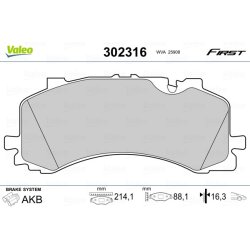 Plaquettes de frein VALEO 302316 pour AUDI, VW OE 4M0698151AH VALEO