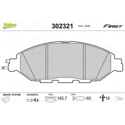 Jeu de plaquettes de frein VALEO 302321 pour INFINITI, NISSAN OE D1060-3JA0A VALEO