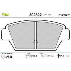 Jeu de plaquettes de frein VALEO 302322 pour MITSUBISHI OE MB366288 VALEO