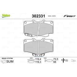 Jeu de plaquettes de frein VALEO 302331 pour TOYOTA, VW OE 04465-35020 VALEO