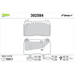 Jeu de plaquettes de frein VALEO 302584 pour AUDI, PORSCHE OE 8R0698151AA