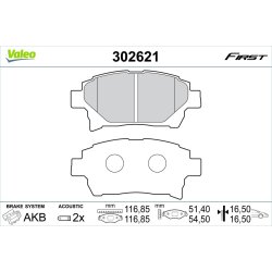 Jeu de plaquettes de frein VALEO 302621 pour ASTON MARTIN, TOYOTA OE 04465-74020