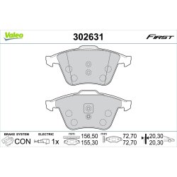 Plaquettes de frein VALEO 302631 pour AUDI, SEAT, VW OE 8J0698151A