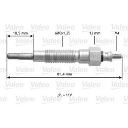 Bougie de préchauffage VALEO 345126 pour HYUNDAI, KIA, MITSUBISHI OE MD301950 VALEO
