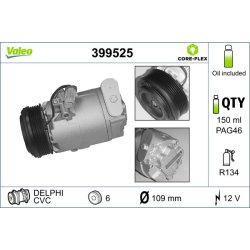 Compresseur de climatisation VALEO 399525 pour VAUXHALL ASTRA, ZAFIRA OE 6854013