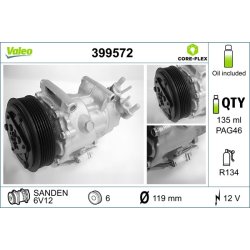 AC Compressor VALEO 399572 OE Ref 6453QH