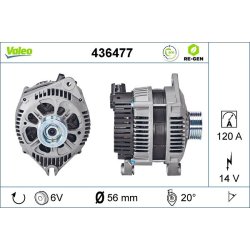 Alternateur VALEO 436477 pour CITROEN, FIAT, LANCIA, PEUGEOT OE 5705E8 VALEO