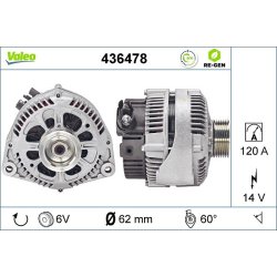Alternateur VALEO 436478 pour CITROEN, FIAT, LANCIA, PEUGEOT OE 57051Q VALEO