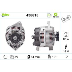 Alternateur VALEO 436615 pour RENAULT, LAGUNA, MEGANE OE 7700871033