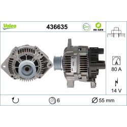 Alternateur VALEO 436635 pour CITROEN, FIAT, PEUGEOT OE 5705-4C