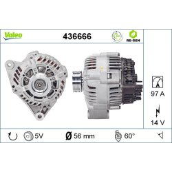 Alternateur VALEO 436666 pour CITROEN, PEUGEOT OE 5705-1L VALEO
