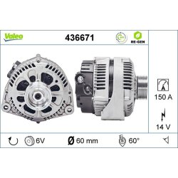 Alternateur VALEO 436671 pour CITROEN, PEUGEOT OE 5705-Y4 VALEO