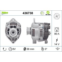 Alternateur VALEO 436738 pour RENAULT, ESPACE, MEGANE OE 7700107124
