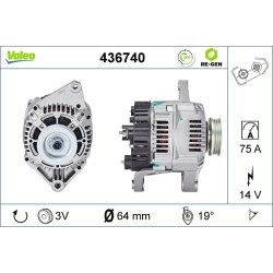 Alternateur VALEO 436740 pour RENAULT, MEGANE OE 7700420030 VALEO