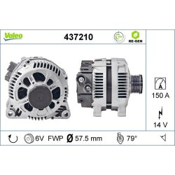 Alternator VALEO 437210 OE Ref 5702A0