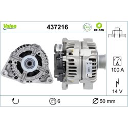 Alternator VALEO 437216 OE Ref 6204024