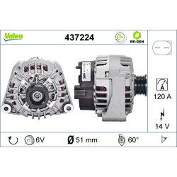 Alternator VALEO 437224 OE Ref 05097755AA