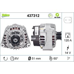 Alternateur VALEO 437312 pour MERCEDES CLASSE E, VIANO, VITO VALEO