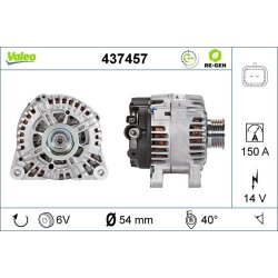 Alternateur VALEO 437457 pour CITROEN, PEUGEOT, RENAULT, OE 5702-C6 VALEO