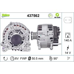 Alternator VALEO 437562 OE Ref 03C903023A