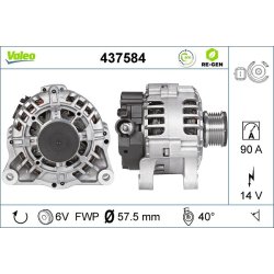 Alternateur VALEO 437584 pour CITROEN, FIAT, PEUGEOT OE 5702-H0 VALEO
