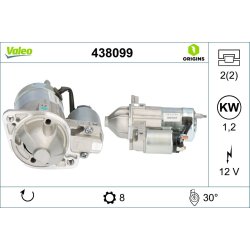 Démarreur VALEO 438099 pour HYUNDAI, KIA OE 3610038090 VALEO