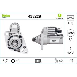 Démarreur VALEO 438229 pour AUDI, SEAT, SKODA, VW OE 0AH911023A