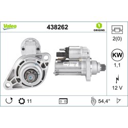 Démarreur VALEO 438262 pour AUDI, SEAT, SKODA, VW OE 0AM911023K VALEO