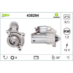 Démarreur VALEO 438294 pour CITROEN, PEUGEOT OE 1611140180 VALEO