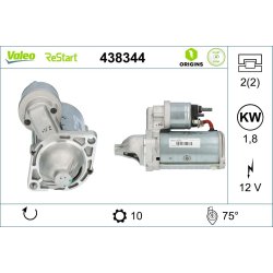 Démarreur VALEO 438344 pour ALFA ROMEO, CITROEN, FIAT, FORD et plus. VALEO