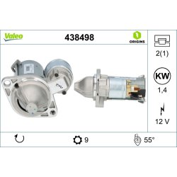Démarreur VALEO 438498 pour BMW 3 OE 12417505979 VALEO