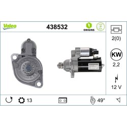 Démarreur VALEO 438532 pour VW OE 02M911021A VALEO