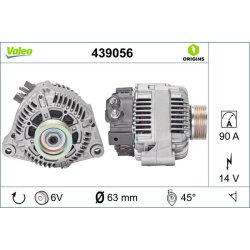 Alternateur VALEO 439056 pour CITROEN, FIAT, LANCIA, PEUGEOT OE 5701C0 VALEO