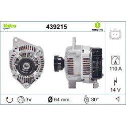 Alternateur VALEO 439215 pour RENAULT, référence OE 7700429042 VALEO