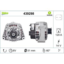 Alternator VALEO 439298 OE Ref 05097755AA