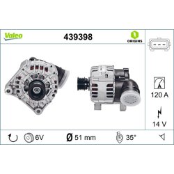 Alternator VALEO 439398 OE Ref 1432979