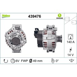 Alternator VALEO 439476 OE Ref 12317516490