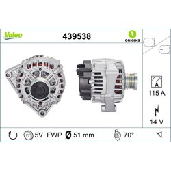 Alternator VALEO 439538 OE Ref MN960266