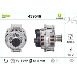 Alternator VALEO 439546 OE Ref 04801250AA