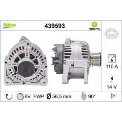Alternateur VALEO 439593 pour DACIA, RENAULT, OE 231008578R