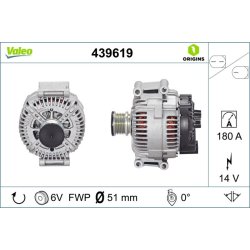 Alternator VALEO 439619 OE Ref 6461540102