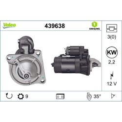 Démarreur VALEO 439638 pour VAUXHALL, RENAULT, OE 4400667 VALEO