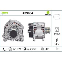 Alternator VALEO 439664 OE Ref 028903029N