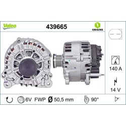 Alternator VALEO 439665 OE Ref 03C903023A