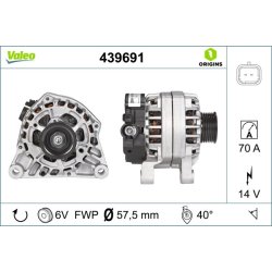 Alternateur VALEO 439691 pour CITROEN, FIAT, NAZA, PEUGEOT OE 5702-K1
