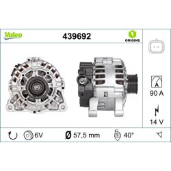 Alternateur VALEO 439692 pour CITROEN, FIAT, LANCIA, PEUGEOT OE 5702-F2