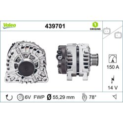 Alternator VALEO 439701 OE Ref 1606859180
