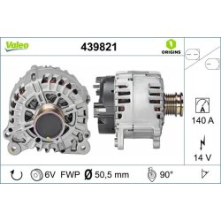 Alternateur VALEO 439821 pour AUDI, SEAT, SKODA, VW OE 04E903023K VALEO