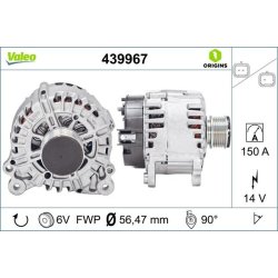 Alternateur VALEO 439967 pour DACIA, RENAULT, OE 231006833R VALEO