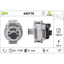 Alternator VALEO 440176 OE Ref 6461540102